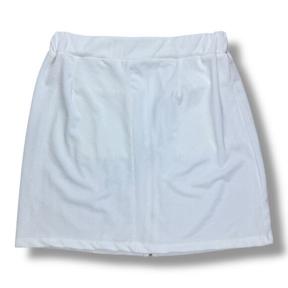 NWOT Marci White Stretchy Corduroy A-Line Mini Skirt Sz L - Picture 6 of 10